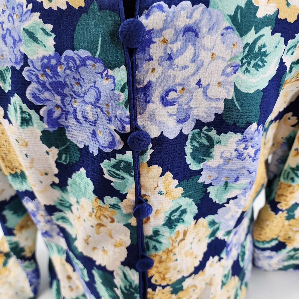 Vintage Adrianna Papell Women's Button Up Floral Silk Jacket Size 10 Floral - Picture 3 of 7